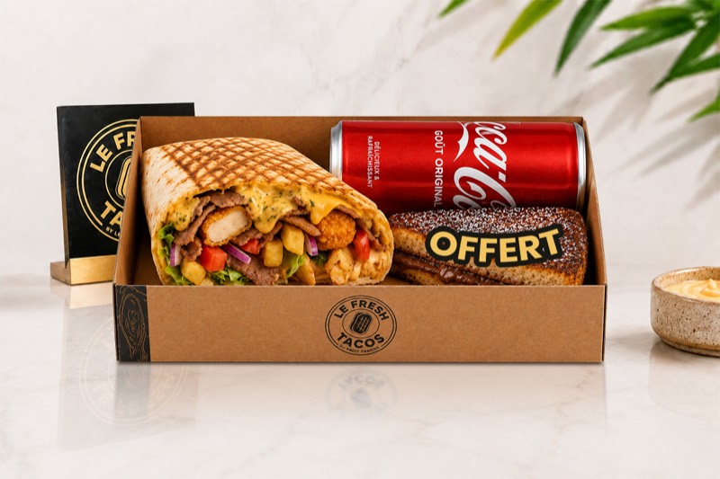 🌮 Box Tacos · 🎁 Dessert offert